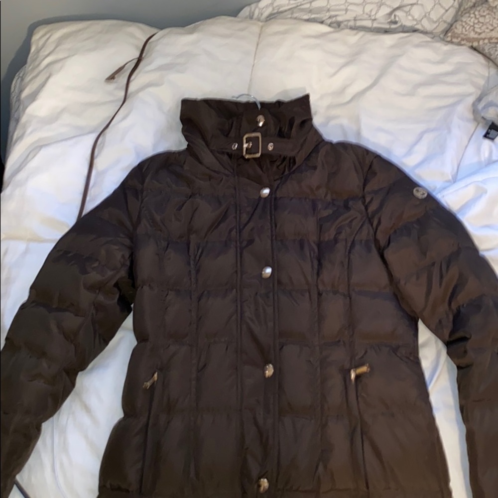 Chocolate brown Michael Kors long winter coat